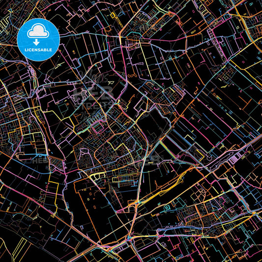 Westland, South Holland, Netherlands, colorful city map on black background
