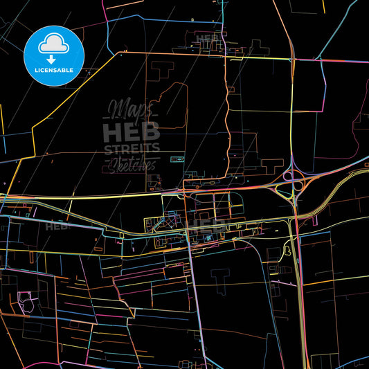 Midden-Groningen, Groningen, Netherlands, colorful city map on black background