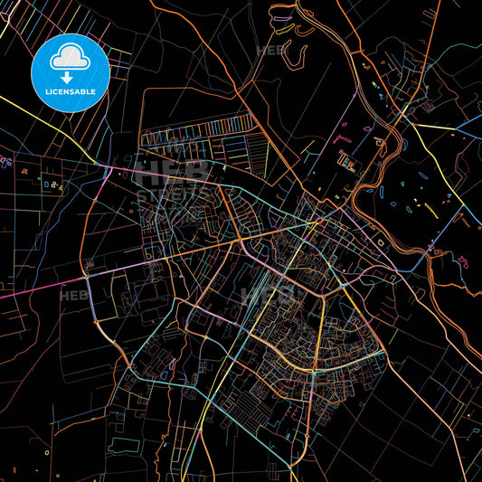 Łomża, Podlaskie, Poland, colorful city map on black background
