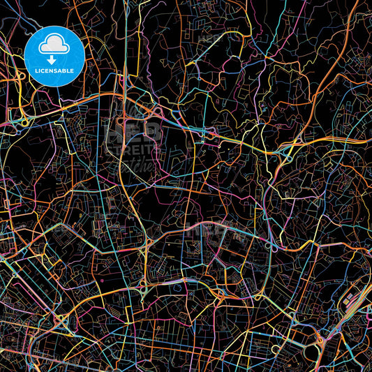 São Mamede de Infesta, Porto, Portugal, colorful city map on black background