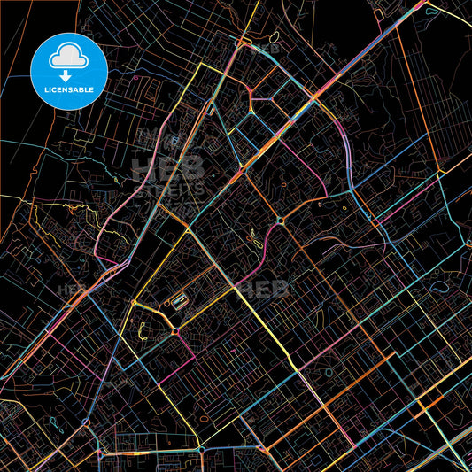 Samara, Samara Oblast, Russia, colorful city map on black background