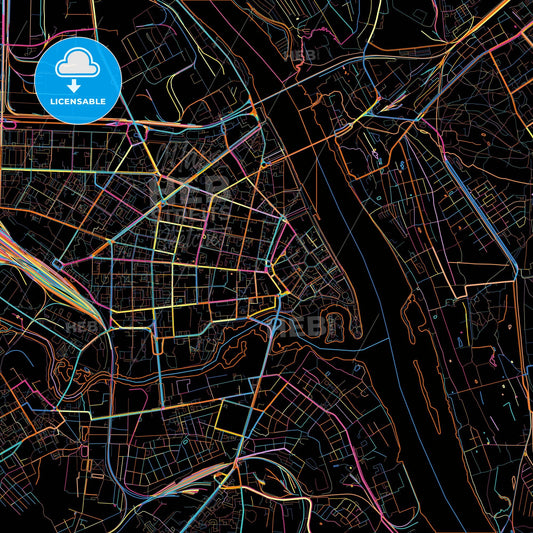 Yaroslavl, Yaroslavl Oblast, Russia, colorful city map on black background