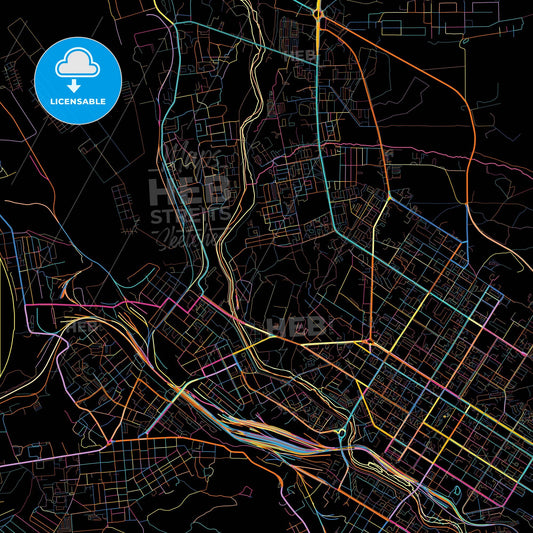 Chita, Zabaykalsky Krai, Russia, colorful city map on black background