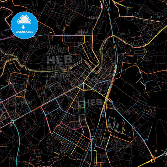 Podolsk, Moscow Oblast, Russia, colorful city map on black background