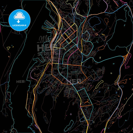 Murmansk, Murmansk Oblast, Russia, colorful city map on black background