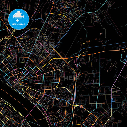 Kostroma, Kostroma Oblast, Russia, colorful city map on black background