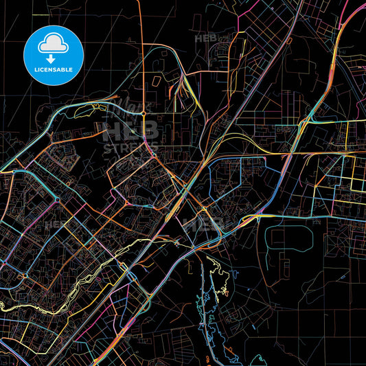 Mytishchi, Moscow Oblast, Russia, colorful city map on black background