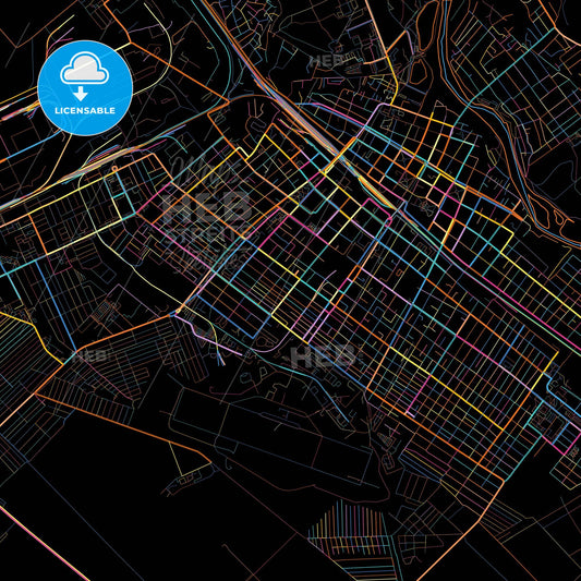 Armavir, Krasnodar Krai, Russia, colorful city map on black background