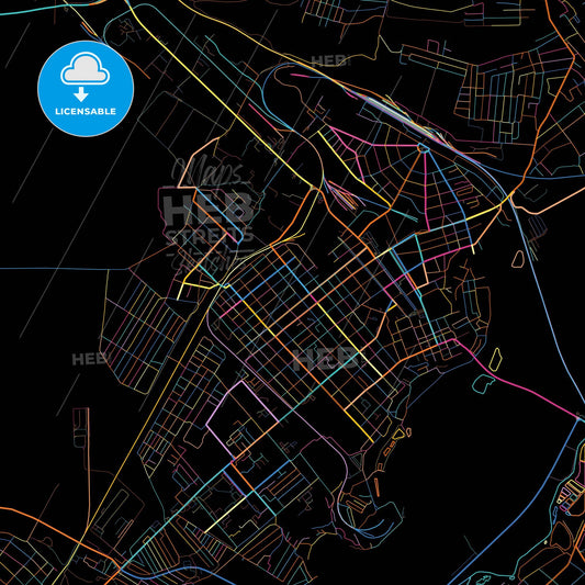 Georgiyevsk, Stavropol Krai, Russia, colorful city map on black background