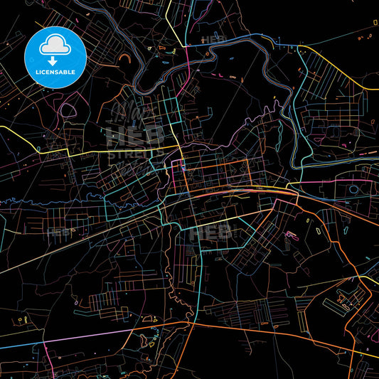 Pavlovsky Posad, Moscow Oblast, Russia, colorful city map on black background