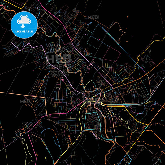Naro-Fominsk, Moscow Oblast, Russia, colorful city map on black background