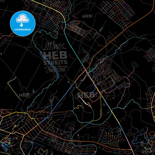 Sertolovo, Leningrad Oblast, Russia, colorful city map on black background