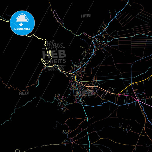 Preševo, Pčinja, Serbia, colorful city map on black background