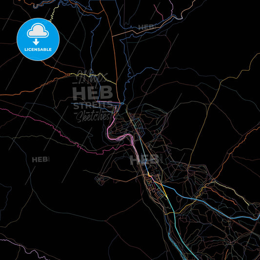 Fuencarral-El Pardo, 28048 Madrid, Spain, colorful city map on black background