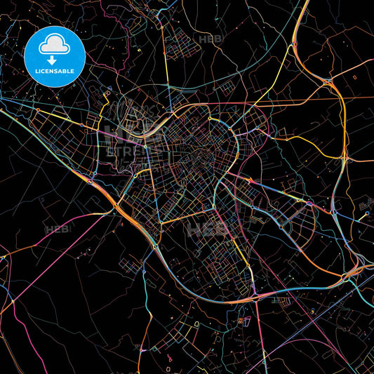 Reus, Tarragona, Spain, colorful city map on black background