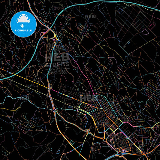 San Vicent del Raspeig, Alicante, Spain, colorful city map on black background