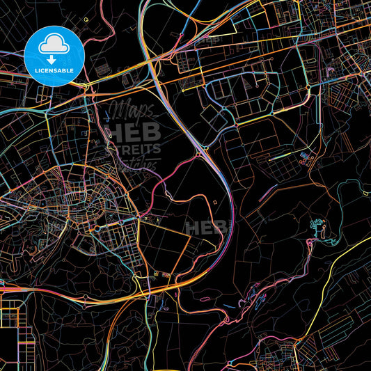San Fernando de Henares, 28830, Spain, colorful city map on black background