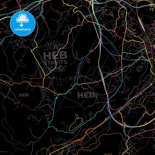 Camargo, Cantabria, Spain, colorful city map on black background
