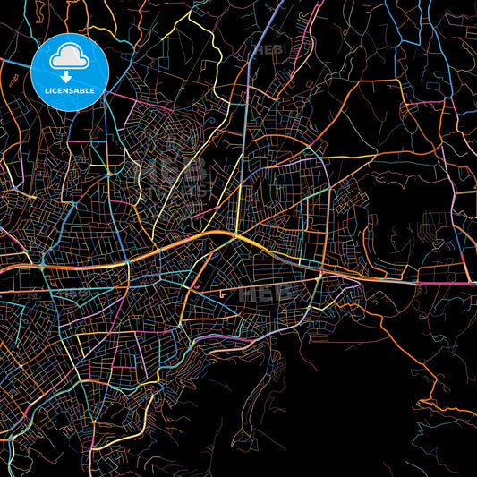 Malatya, Malatya, Turkey, colorful city map on black background