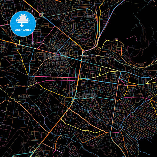 Van, Van, Turkey, colorful city map on black background