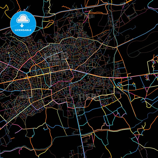 Bolu, Bolu, Turkey, colorful city map on black background