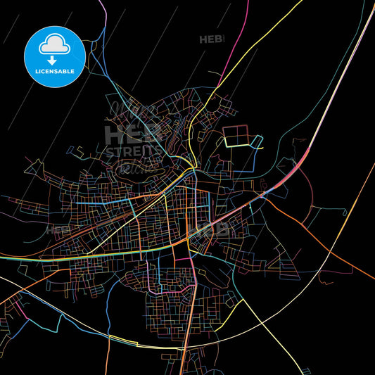 Polatlı, Ankara, Turkey, colorful city map on black background