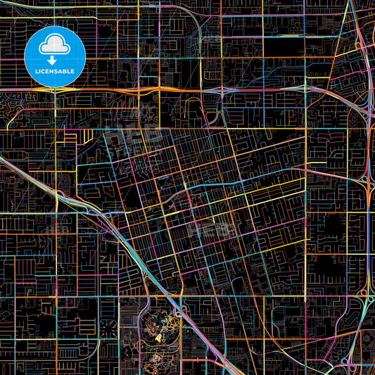 Anaheim, California, United States, colorful city map on black background