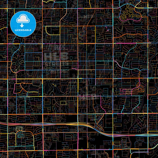 Chandler, Arizona, United States, colorful city map on black background