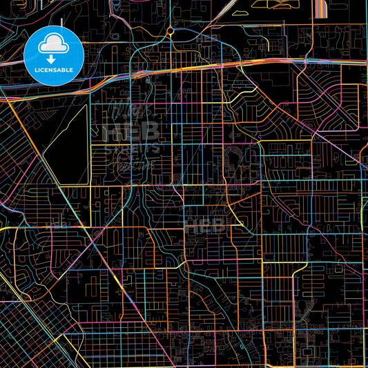 Pasadena, Texas, United States, colorful city map on black background