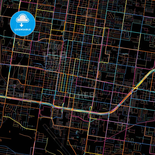 McAllen, Texas, United States, colorful city map on black background