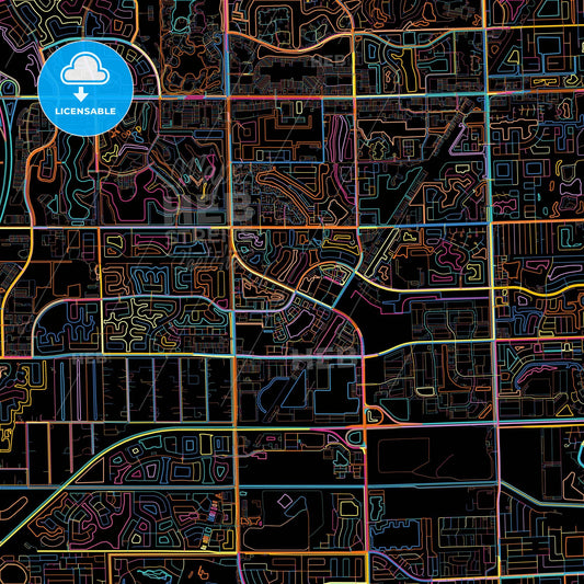 Miramar, Florida, United States, colorful city map on black background