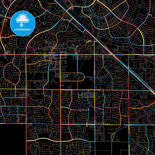 Surprise, Arizona, United States, colorful city map on black background