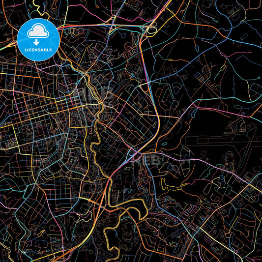 Athens-Clarke County, Georgia, United States, colorful city map on black background