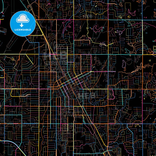 Norman, Oklahoma, United States, colorful city map on black background