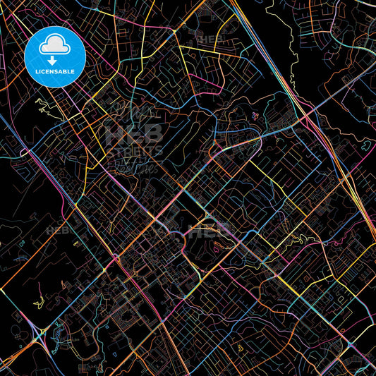 College Station, Texas, United States, colorful city map on black background