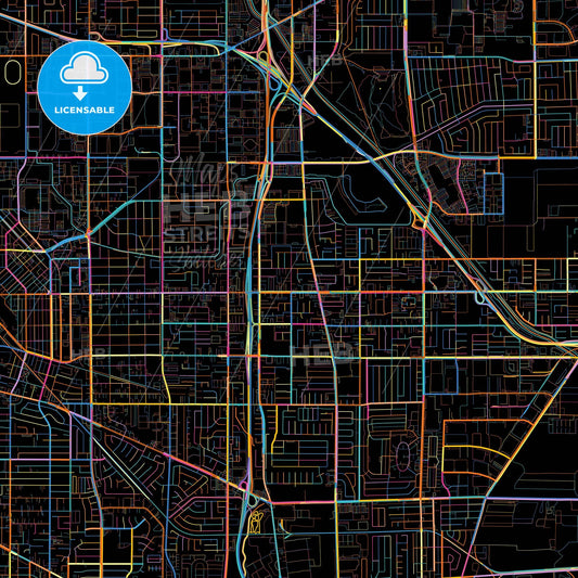 Carson, California, United States, colorful city map on black background