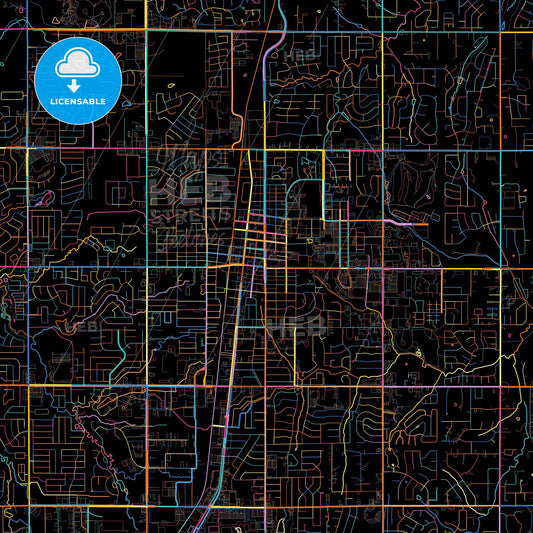 Edmond, Oklahoma, United States, colorful city map on black background