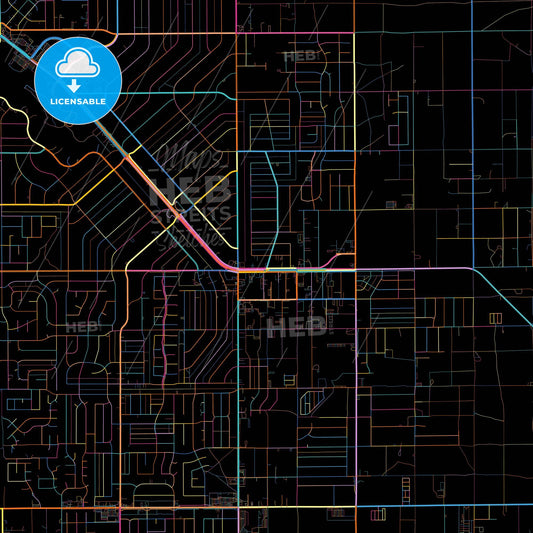 Apple Valley, California, United States, colorful city map on black background