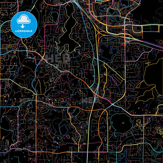 Maple Grove, Minnesota, United States, colorful city map on black background