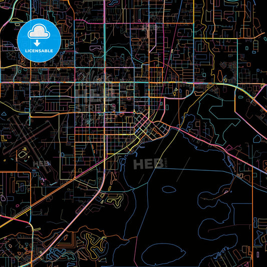 Kissimmee, Florida, United States, colorful city map on black background