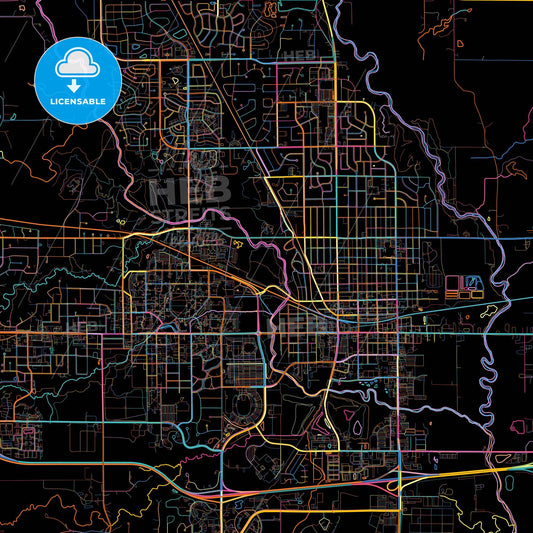 Ames, Iowa, United States, colorful city map on black background
