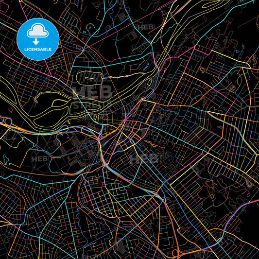 Schenectady, New York, United States, colorful city map on black background