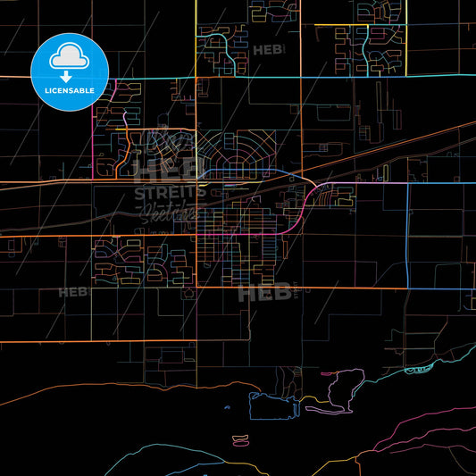 Buckeye, Arizona, United States, colorful city map on black background