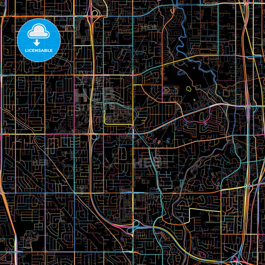 Taylorsville, Utah, United States, colorful city map on black background
