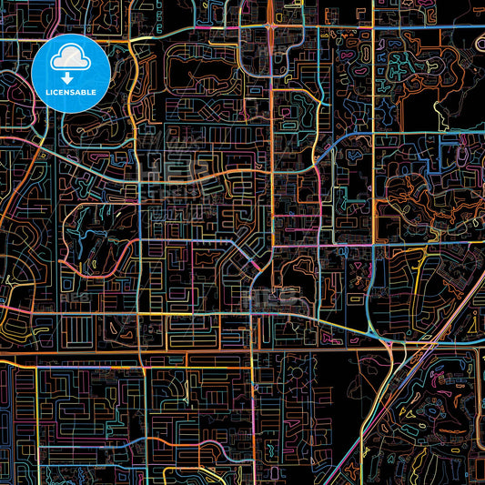 Margate, Florida, United States, colorful city map on black background