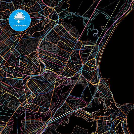 Revere, Massachusetts, United States, colorful city map on black background