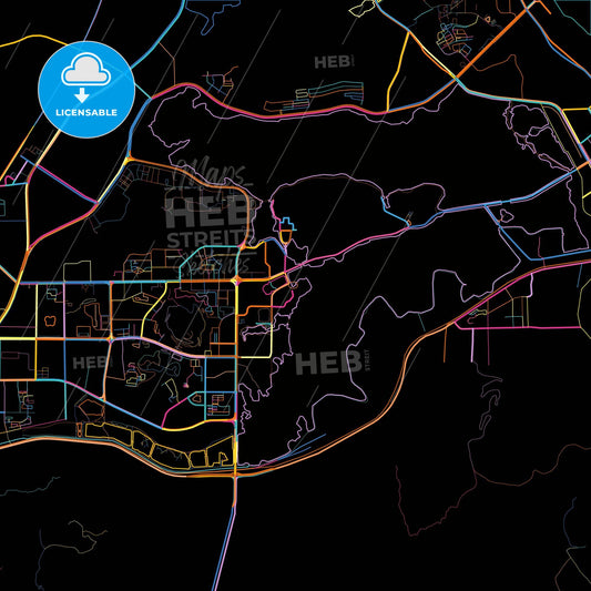 Huangshi, Hubei, China, colorful city map on black background
