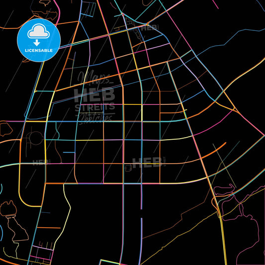 Chuzhou, Anhui, China, colorful city map on black background