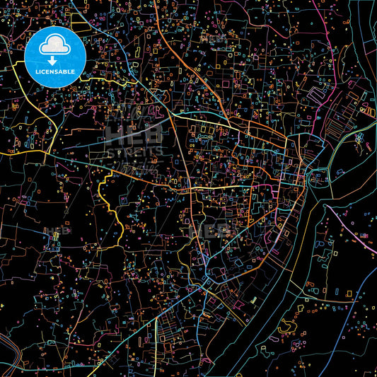 Barisal, Barisal, Bangladesh, colorful city map on black background
