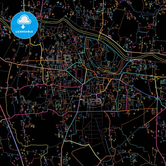 Comilla, Comilla, Bangladesh, colorful city map on black background